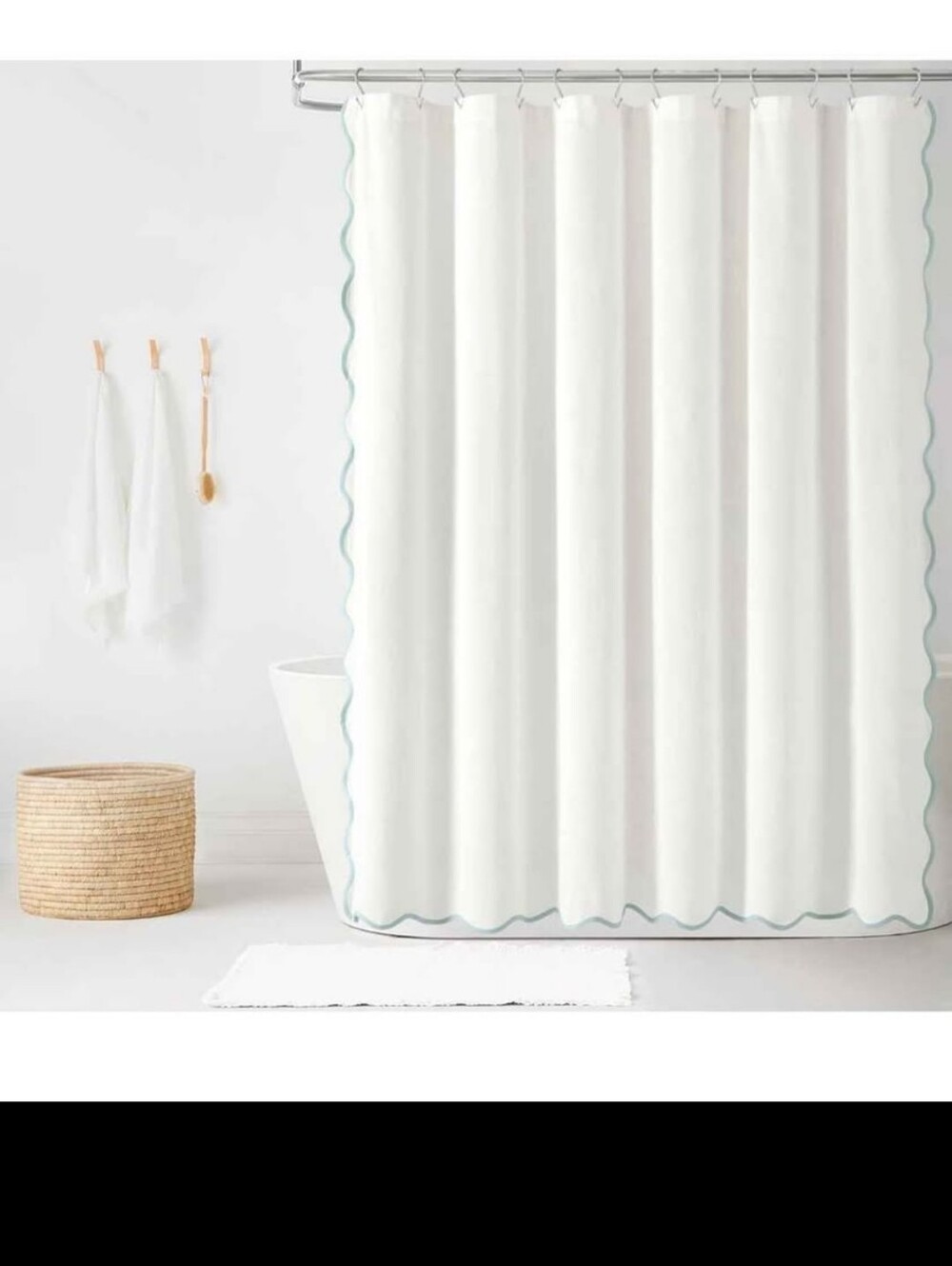 Lush Decor Coastal Chic Scallop Edge Linen-Textured Shower Curtain, Single 72" W